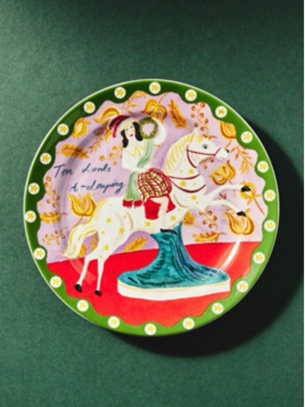 Anthropologie Emily Maude Twelve Days of Christmas 10 Lords a Leaping plate NEW